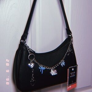 Black Shoulder Bag with silver accents & Charms